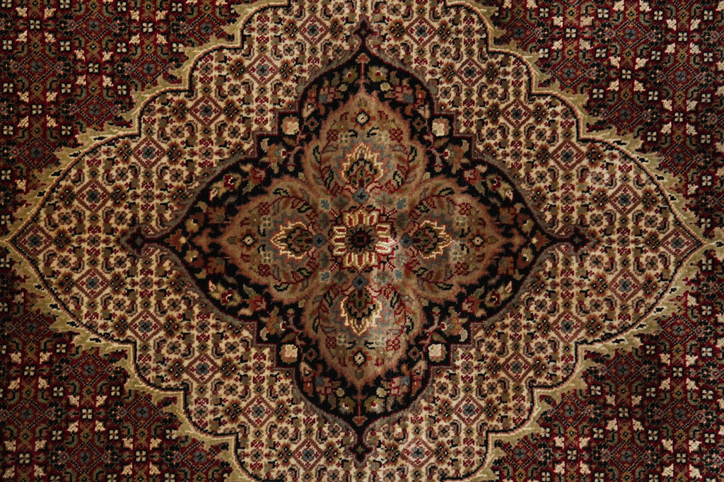 6.6 x 8.3 High Quality Wool and Silk Hand-Knotted Tabriz Mahi Herati Area Rug #F-3070