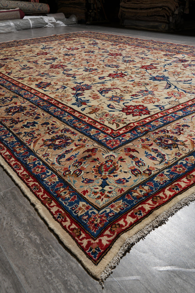 9.10 x 13.2 Persian Esfahan Wool Rug Estate Carpet #F-4122