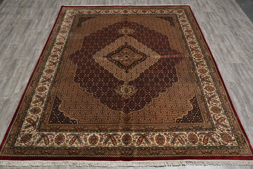 6.6 x 8.3 High Quality Wool and Silk Hand-Knotted Tabriz Mahi Herati Area Rug #F-3070