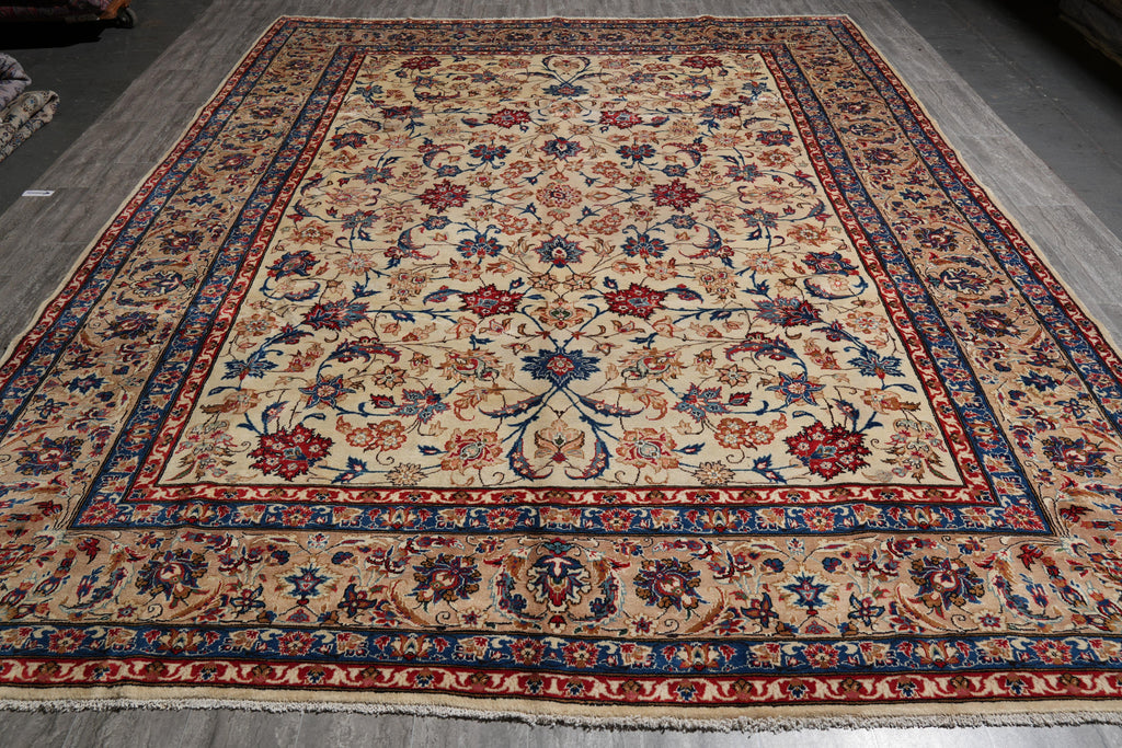 9.10 x 13.2 Persian Esfahan Wool Rug Estate Carpet #F-4122