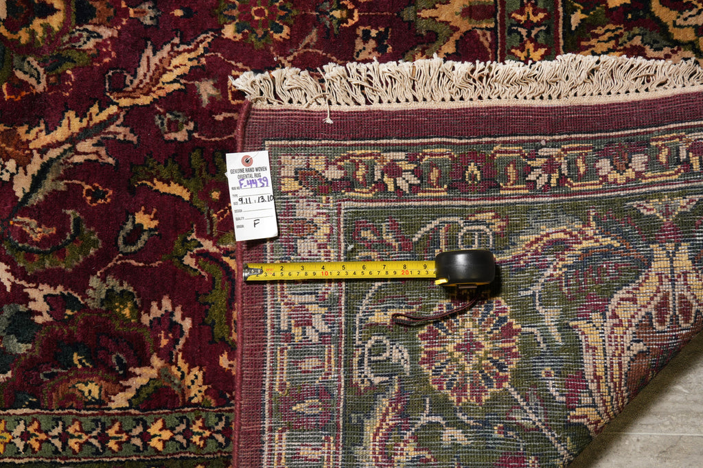 9.11 x 13.10 Burgundy Green Quality Handmade Jaipur Rug #F-4439