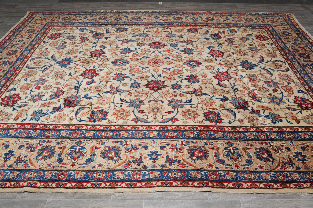 9.10 x 13.2 Persian Esfahan Wool Rug Estate Carpet #F-4122