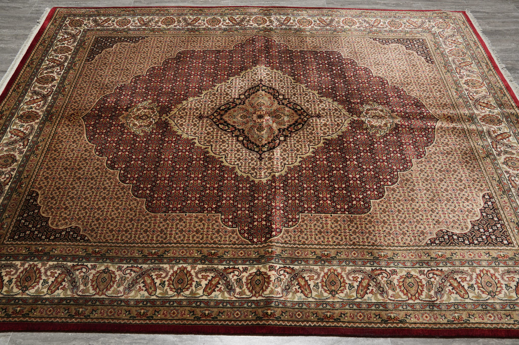 6.6 x 8.3 High Quality Wool and Silk Hand-Knotted Tabriz Mahi Herati Area Rug #F-3070