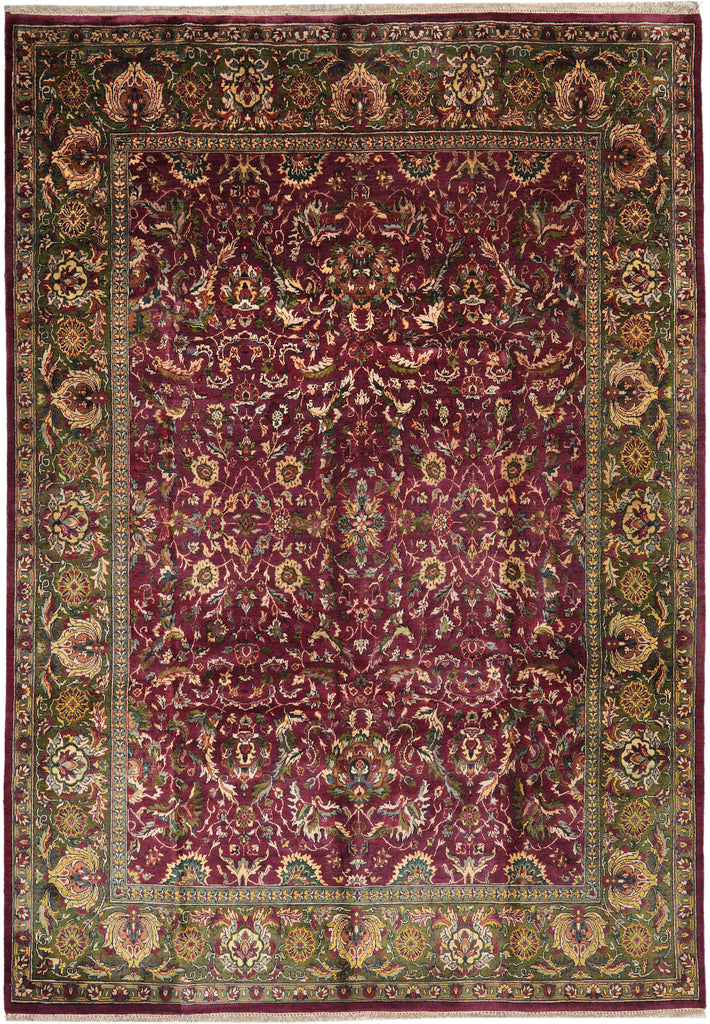 9.11 x 13.10 Burgundy Green Quality Handmade Jaipur Rug #F-4439