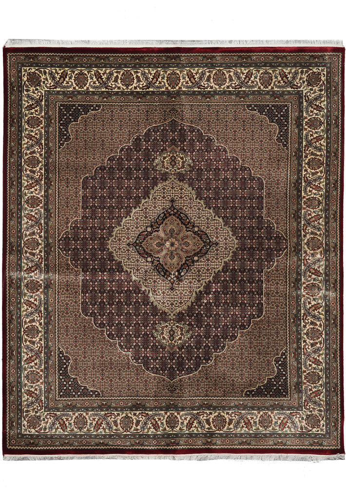 6.9 x 8  Traditional Persian Wool  Silk Hand-Knotted Rug