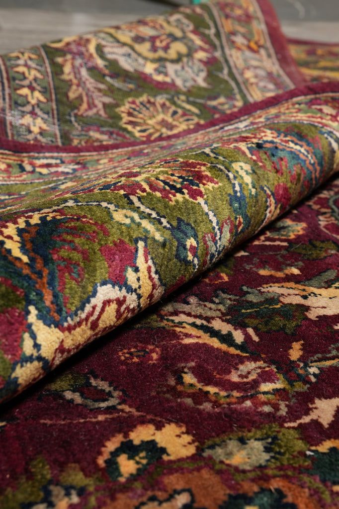 9.11 x 13.10 Burgundy Green Quality Handmade Jaipur Rug #F-4439