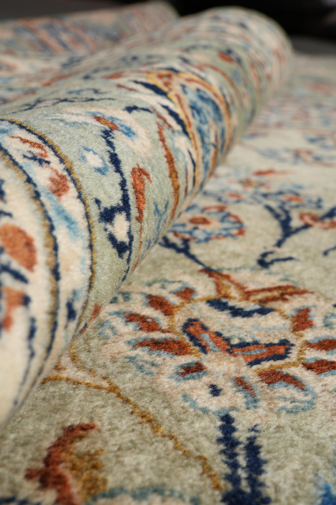 11 x 15 Light Green Authentic Persian Kashan rug #F-4123