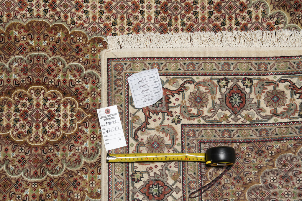 5 x 7 Earthy Tone Wool Silk Hand-Knotted Tabriz Mahi Rug #F-3072