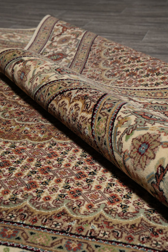 5 x 7 Earthy Tone Wool Silk Hand-Knotted Tabriz Mahi Rug #F-3072