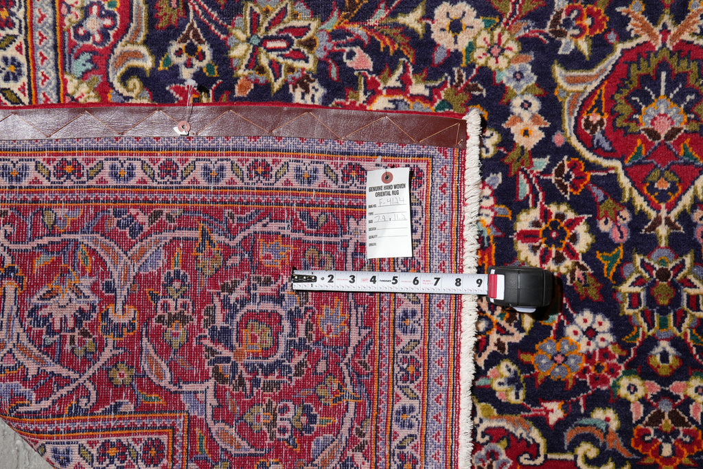 7.9 x 11.2 Authentic Persian Kashan Rug Navy Blue #F-4124
