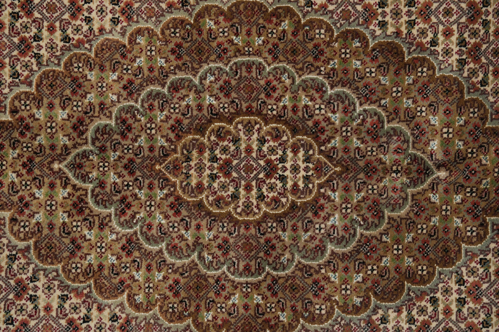 5 x 7 Earthy Tone Wool Silk Hand-Knotted Tabriz Mahi Rug #F-3072