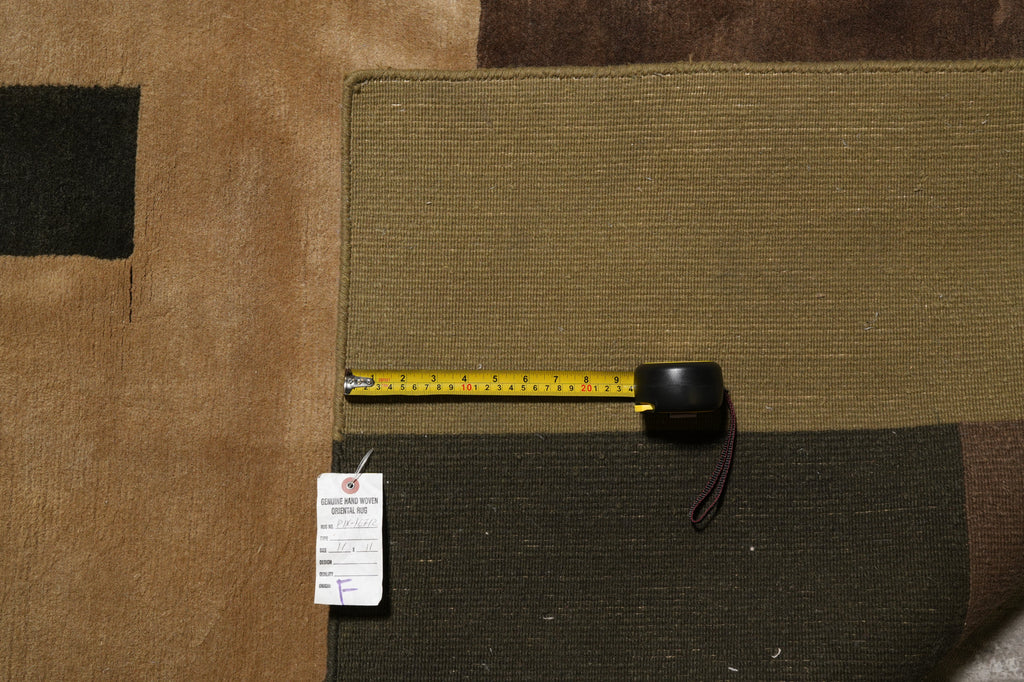 11 x 11 Feet Square Contemporary Wool Handmade Rug #PIX-16712B