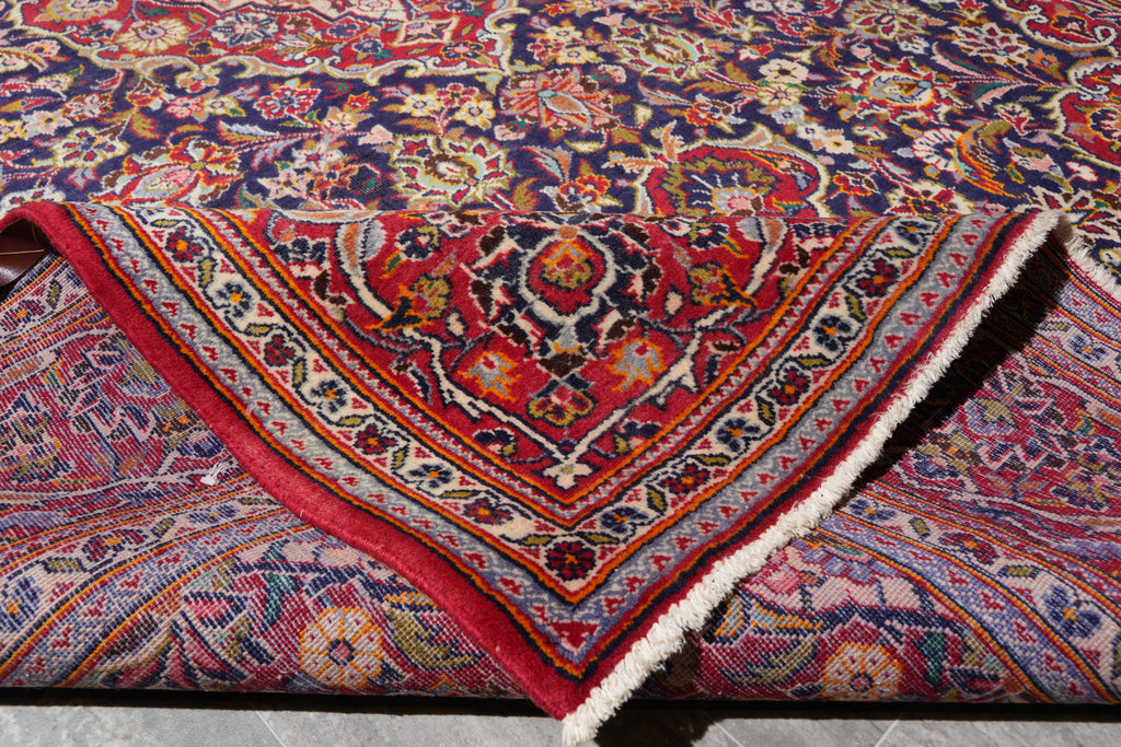 7.9 x 11.2 Authentic Persian Kashan Rug Navy Blue #F-4124