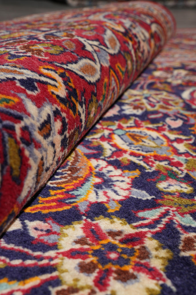 7.9 x 11.2 Authentic Persian Kashan Rug Navy Blue #F-4124