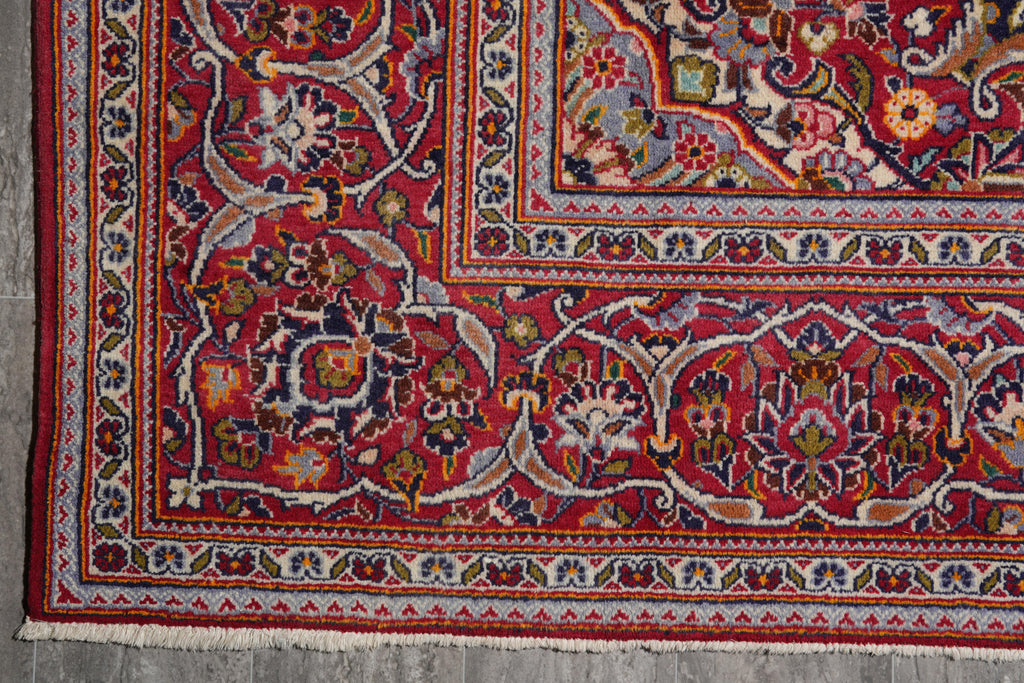 7.9 x 11.2 Authentic Persian Kashan Rug Navy Blue #F-4124