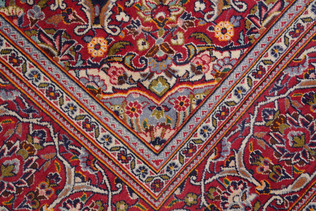 7.9 x 11.2 Authentic Persian Kashan Rug Navy Blue #F-4124