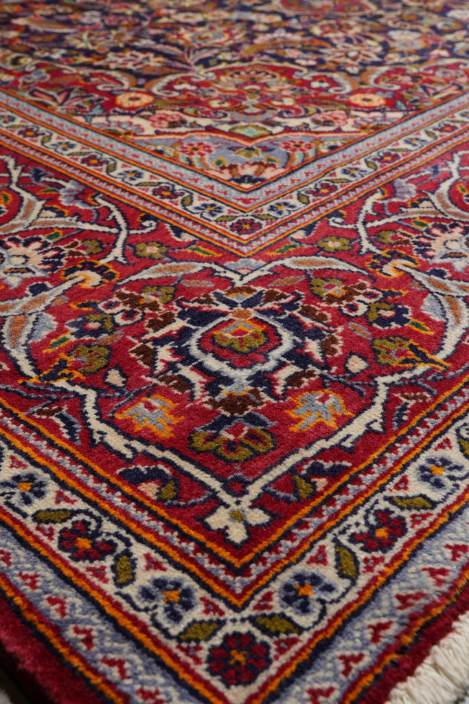 7.9 x 11.2 Authentic Persian Kashan Rug Navy Blue #F-4124