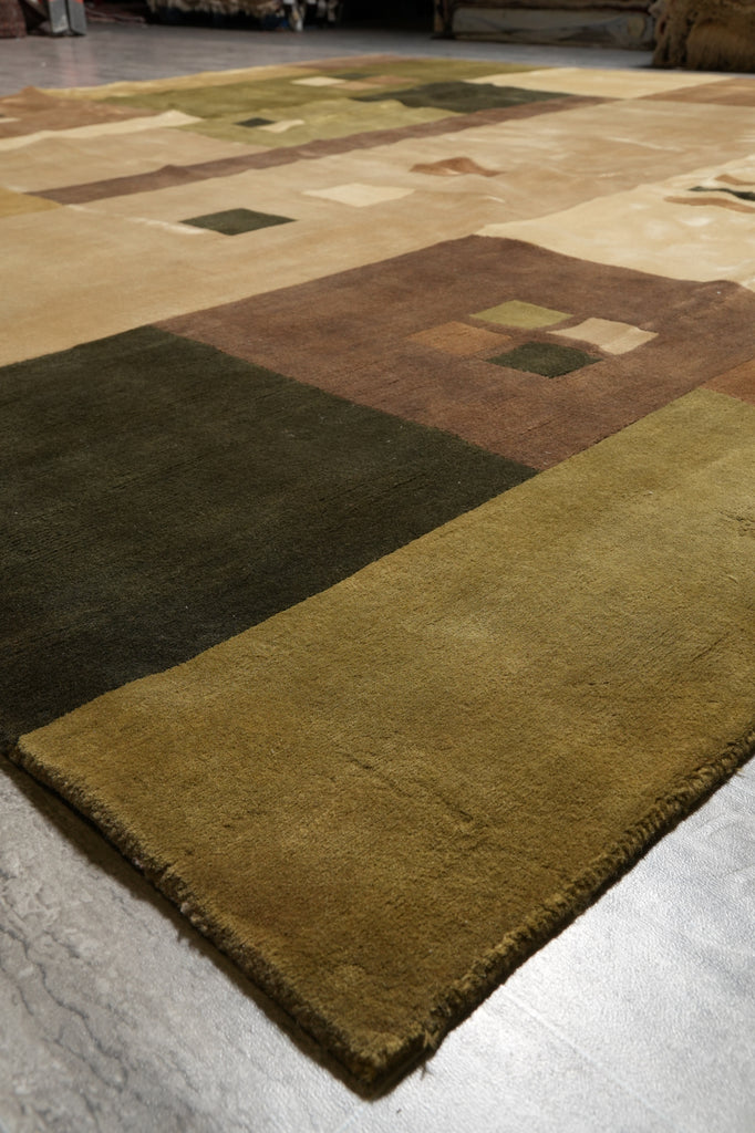 11 x 11 Feet Square Contemporary Wool Handmade Rug #PIX-16712B