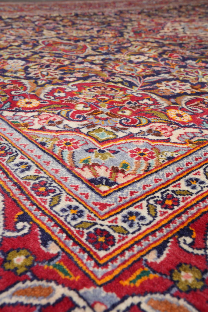 7.9 x 11.2 Authentic Persian Kashan Rug Navy Blue #F-4124