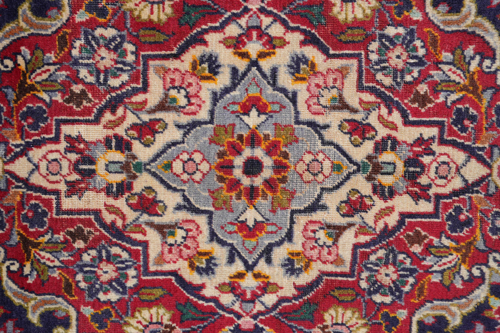 7.9 x 11.2 Authentic Persian Kashan Rug Navy Blue #F-4124