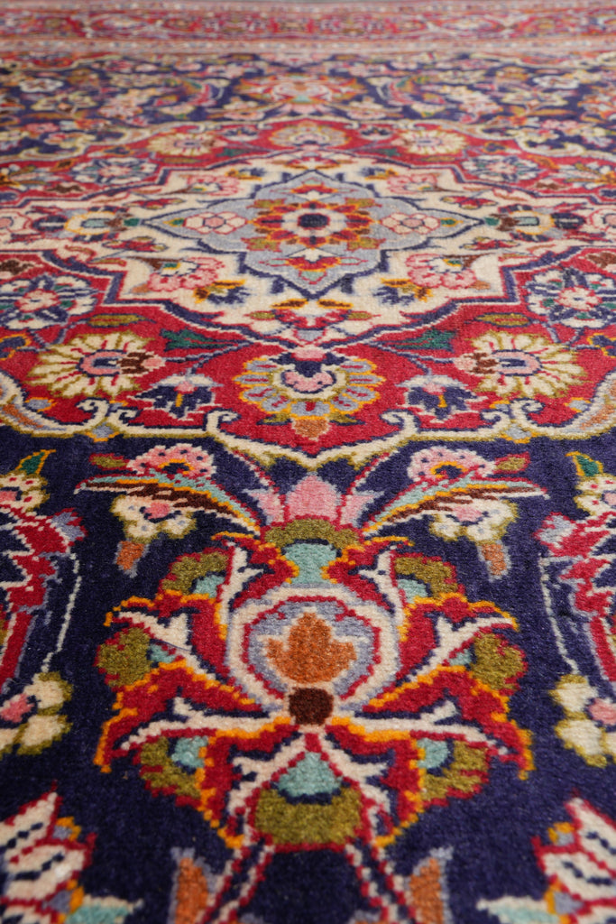 7.9 x 11.2 Authentic Persian Kashan Rug Navy Blue #F-4124