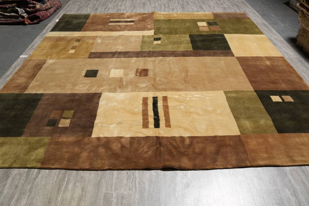 11 x 11 Feet Square Contemporary Wool Handmade Rug #PIX-16712B