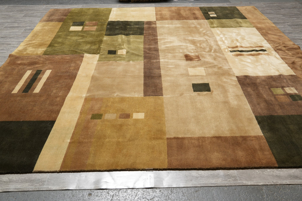 11 x 11 Feet Square Contemporary Wool Handmade Rug #PIX-16712B