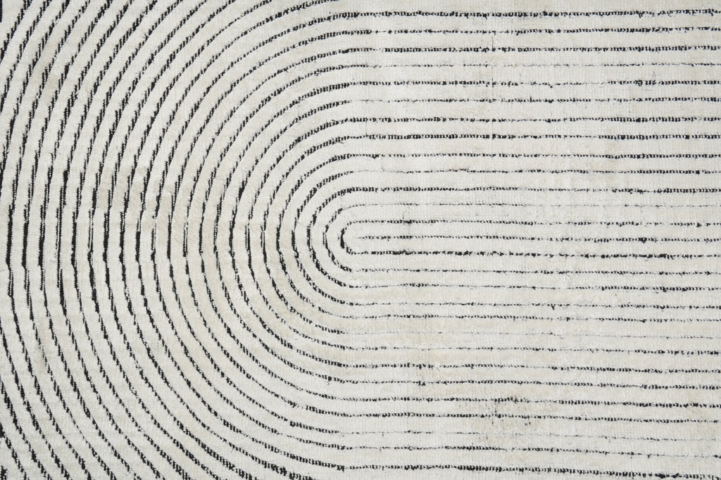7.7 x 10 Modern Handmade Rug White Black #F-3324