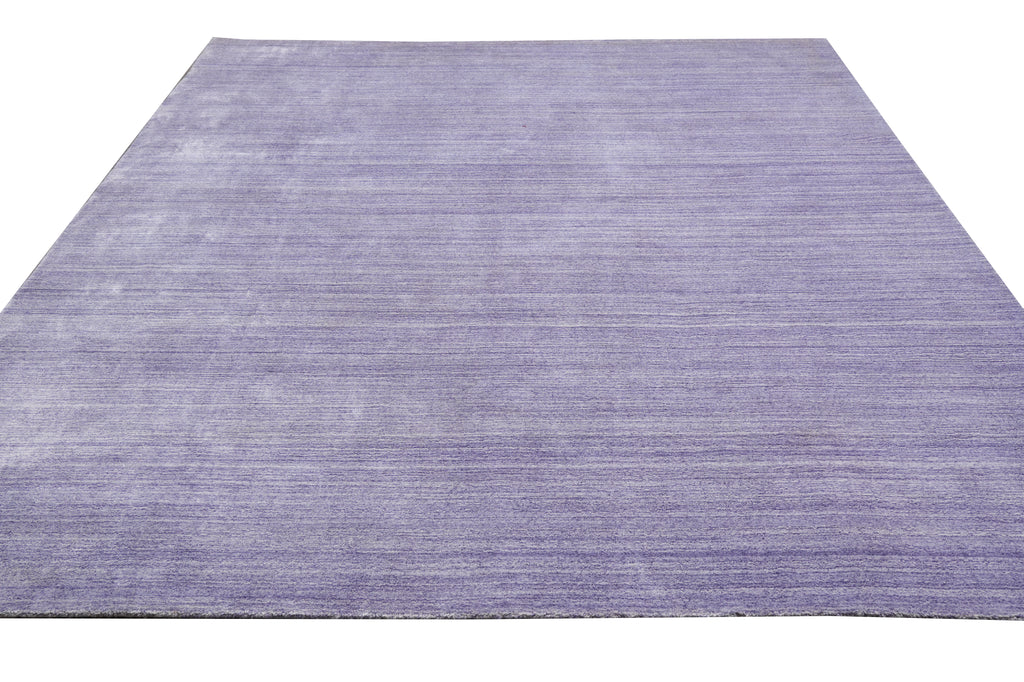 8.3 x 10 Solid Plain Color Lavander Handmade Wool Contemporary Rug #F-5391