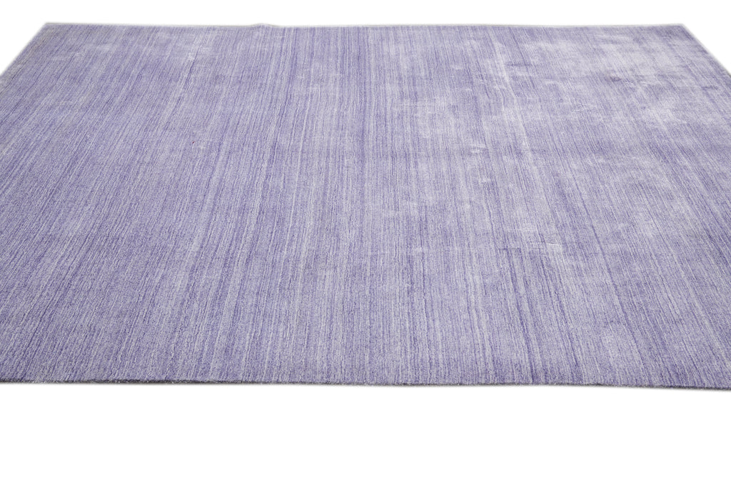 8.3 x 10 Solid Plain Color Lavander Handmade Wool Contemporary Rug