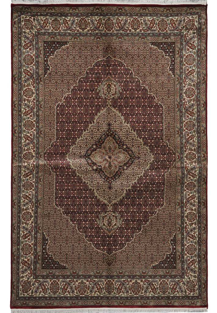 5.8 x 8.3 Persian Wool  Silk Hamadan Rug 