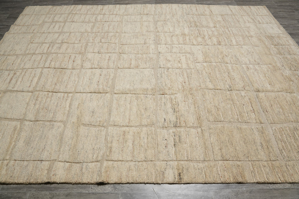 8.4 x 11.6 Natural Wool Contemporary Handmade Imported Rug #F-3318
