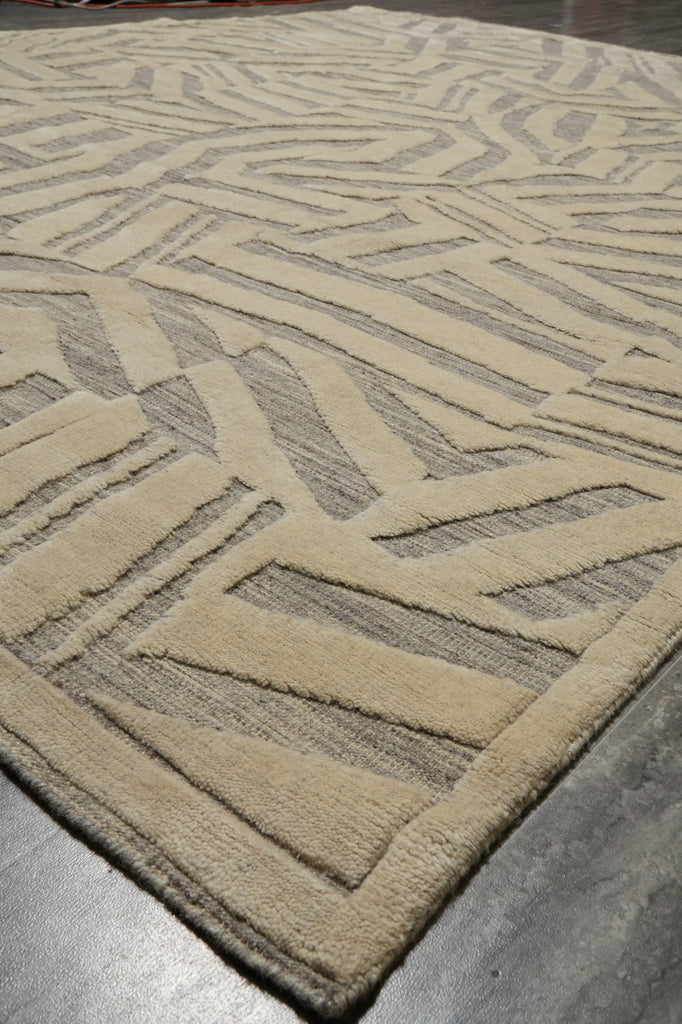 8 x 10 Nice Handmade Modern Rug Carved Wool Pile #F-3312