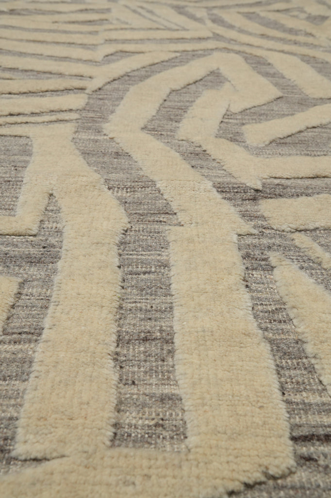 8 x 10 Nice Handmade Modern Rug Carved Wool Pile #F-3312