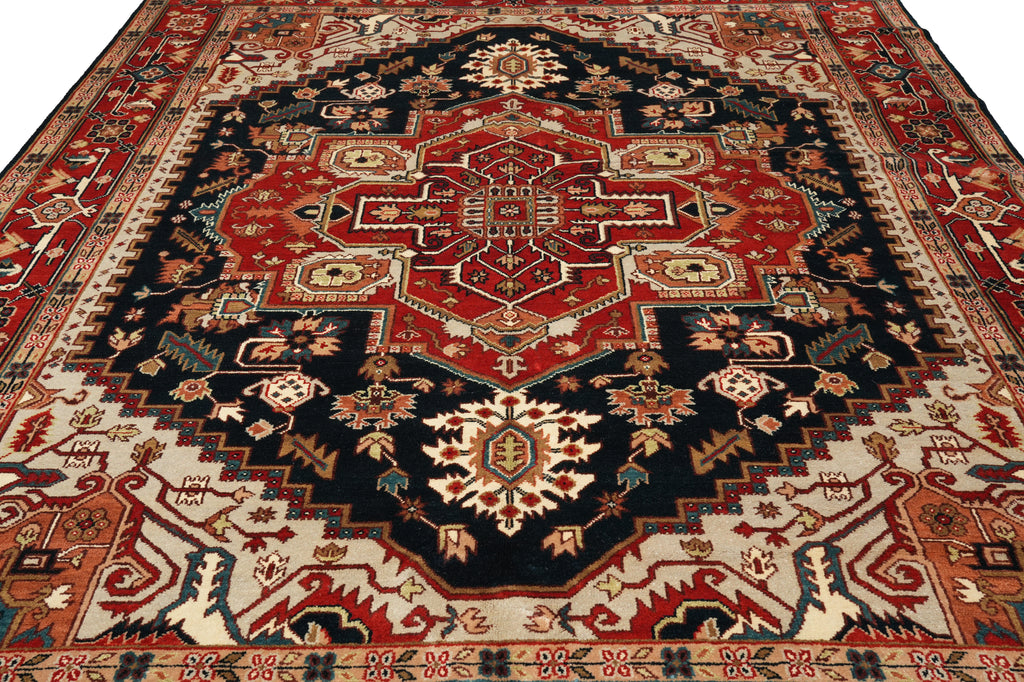 9 x 12 New Handmade Heriz Serapi Rug Dark Blue #F-4440