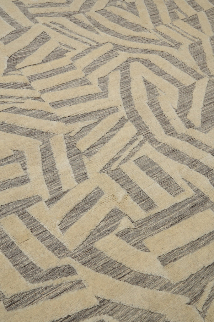 8 x 10 Nice Handmade Modern Rug Carved Wool Pile #F-3312