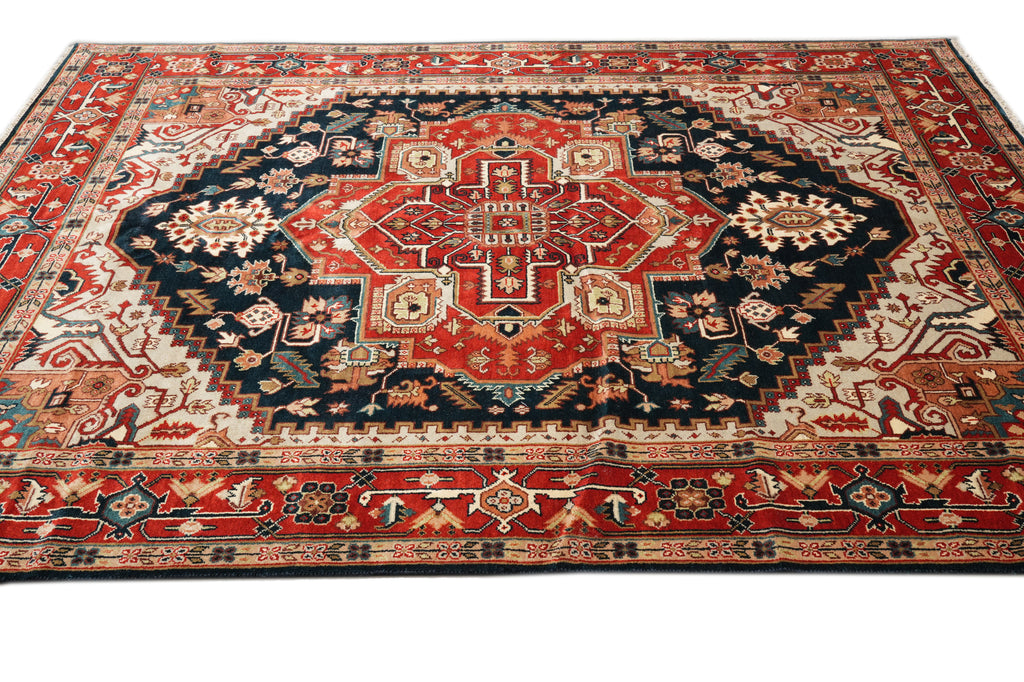 9 x 12 New Handmade Heriz Serapi Rug Dark Blue