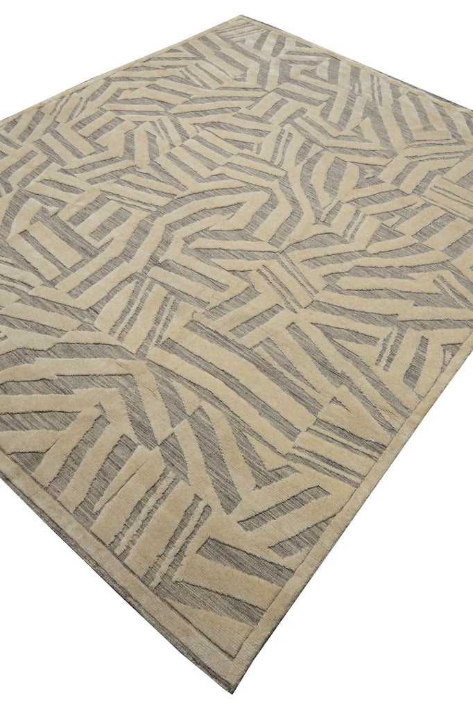 8 x 10 Nice Handmade Modern Rug Carved Wool Pile #F-3312