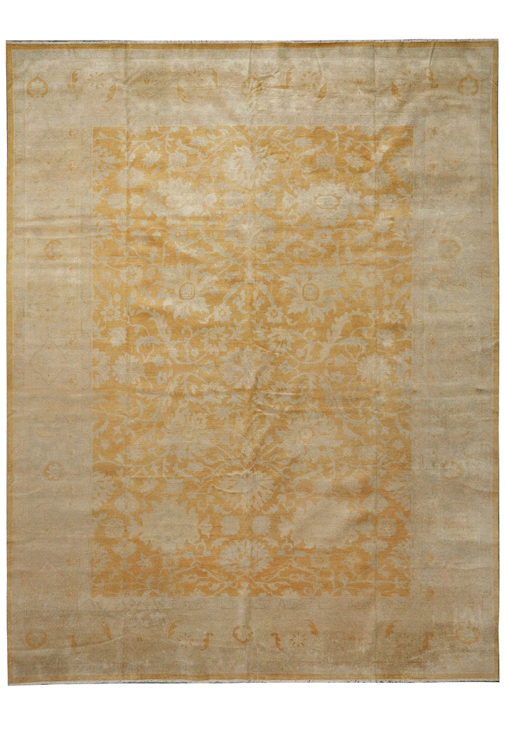 11 x 12.9 New Handmade Contemporary Transitional Rug Gold Oushak #F-3311