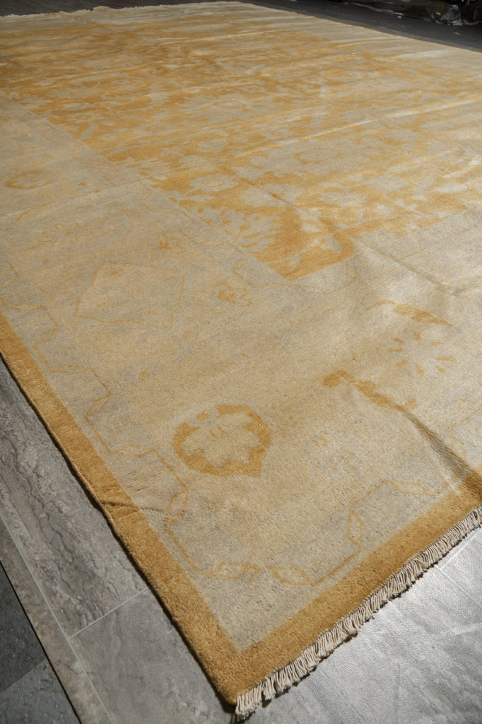 11 x 12.9 New Handmade Contemporary Transitional Rug Gold Oushak #F-3311