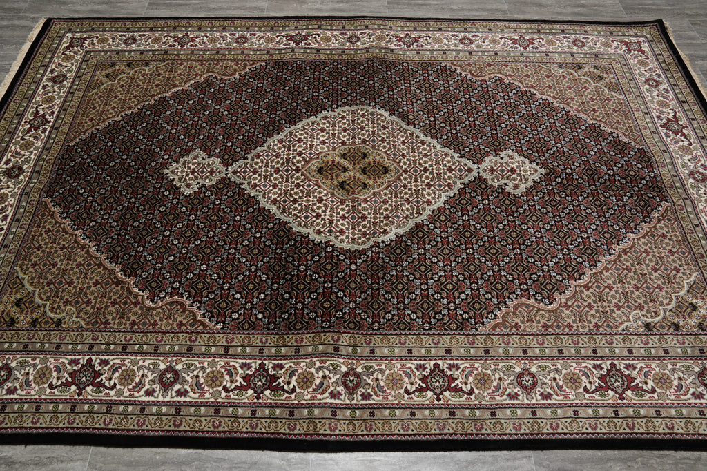 6.8 x 10 Mahi Tabriz Quality Hand-Knotted Wool Silk Hand-Knotted Rug #F-3078