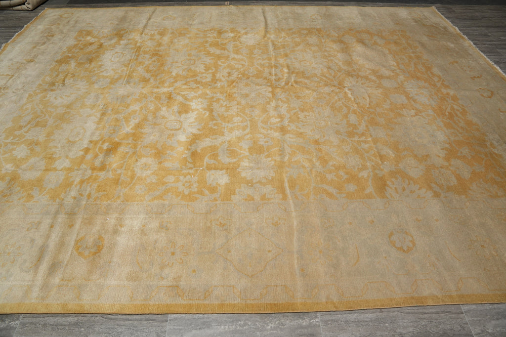 11 x 12.9 New Handmade Contemporary Transitional Rug Gold Oushak #F-3311