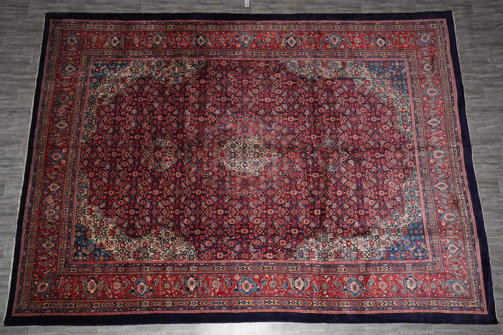 10.7 x 14.6 Persian Herati Mahal Rug Navy Blue #F-4129