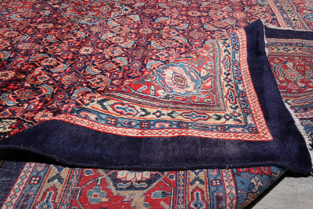 10.7 x 14.6 Persian Herati Mahal Rug Navy Blue #F-4129
