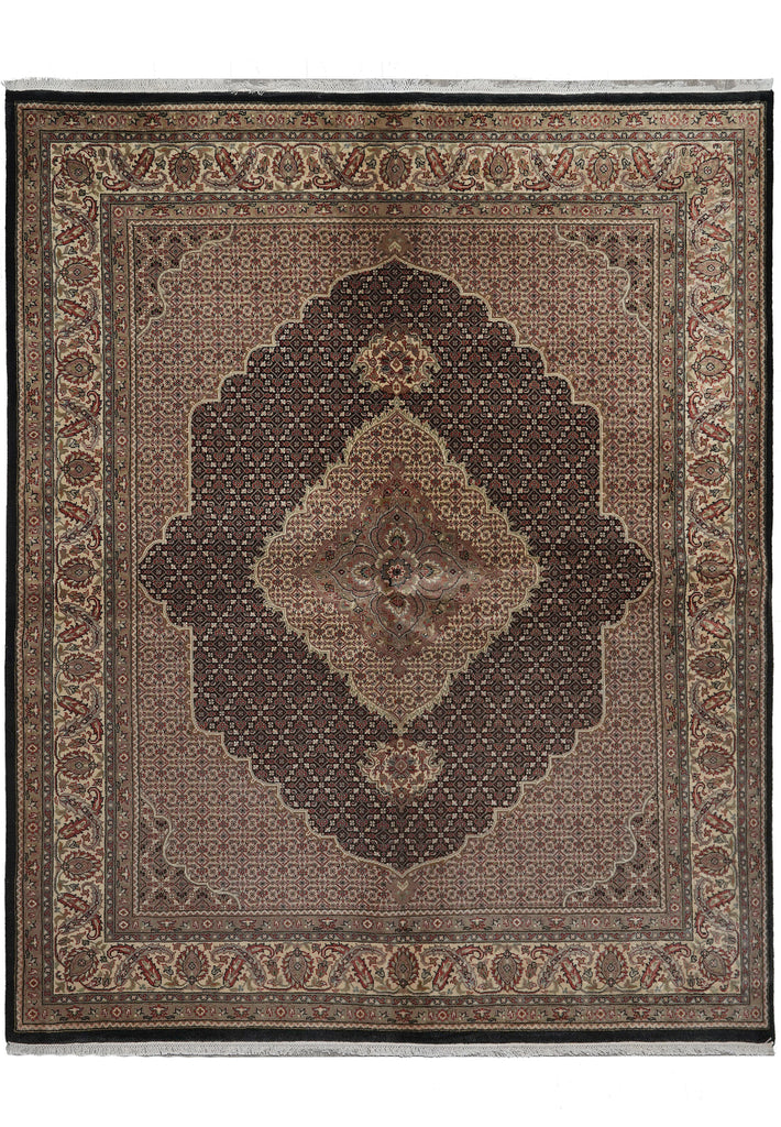 6.8 x 8 Tribal Persian Traditional Wool  Silk Hand-Knotted Rug 