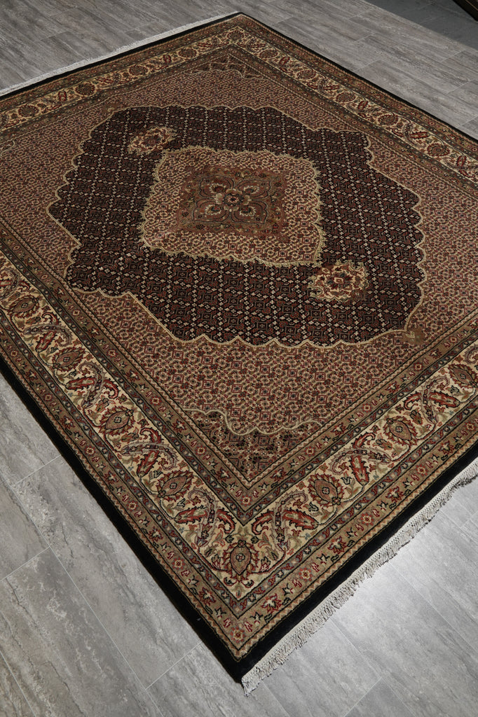 6.8 x 8 Tribal Persian Traditional Wool Silk Hand-Knotted Rug #F-3080