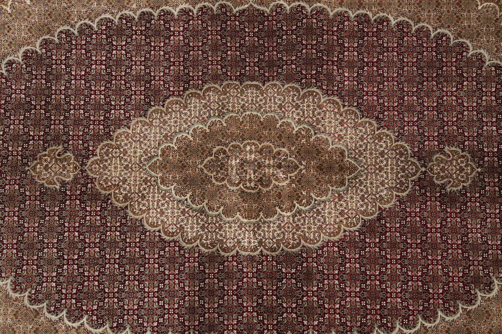 6.7 x 10 High Quality Traditional Mahi Tabriz Wool Silk Hand-Knotted Rug #F-3081