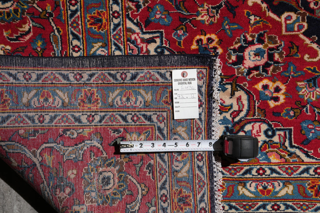 9 x 12 Signed persian Kashan rug Navy Blue #F-4130