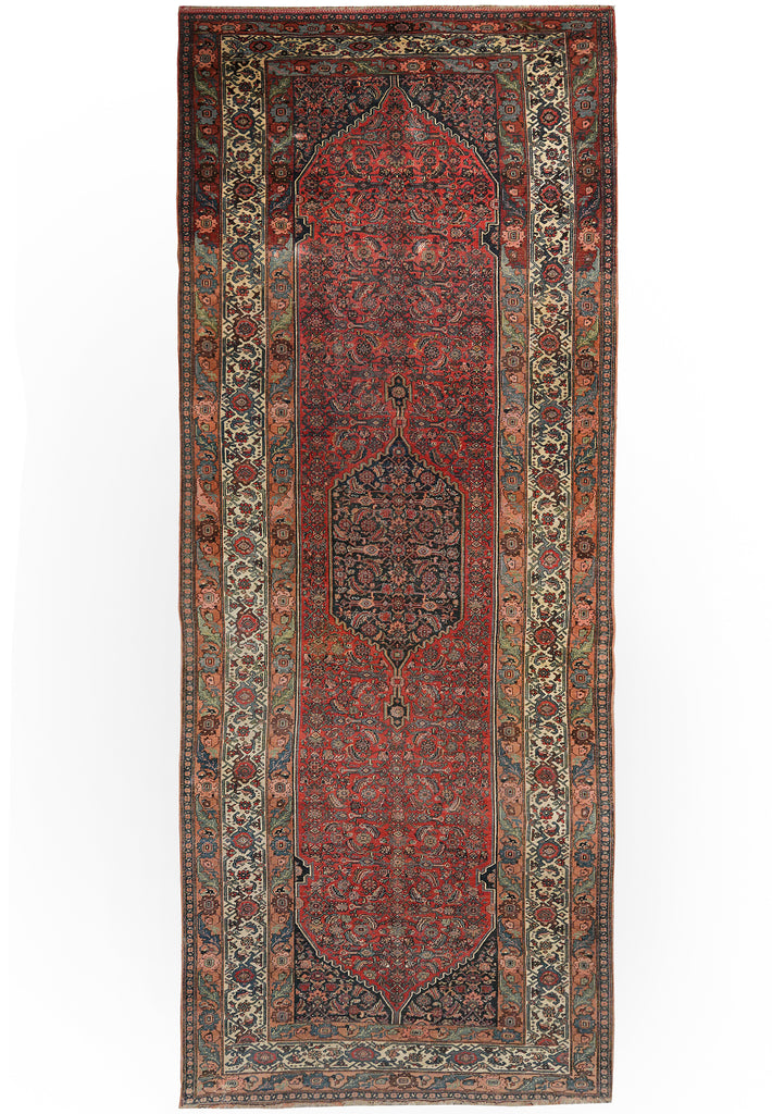9 x 20 Authentic Antique Persian Kord Bijar Rug 