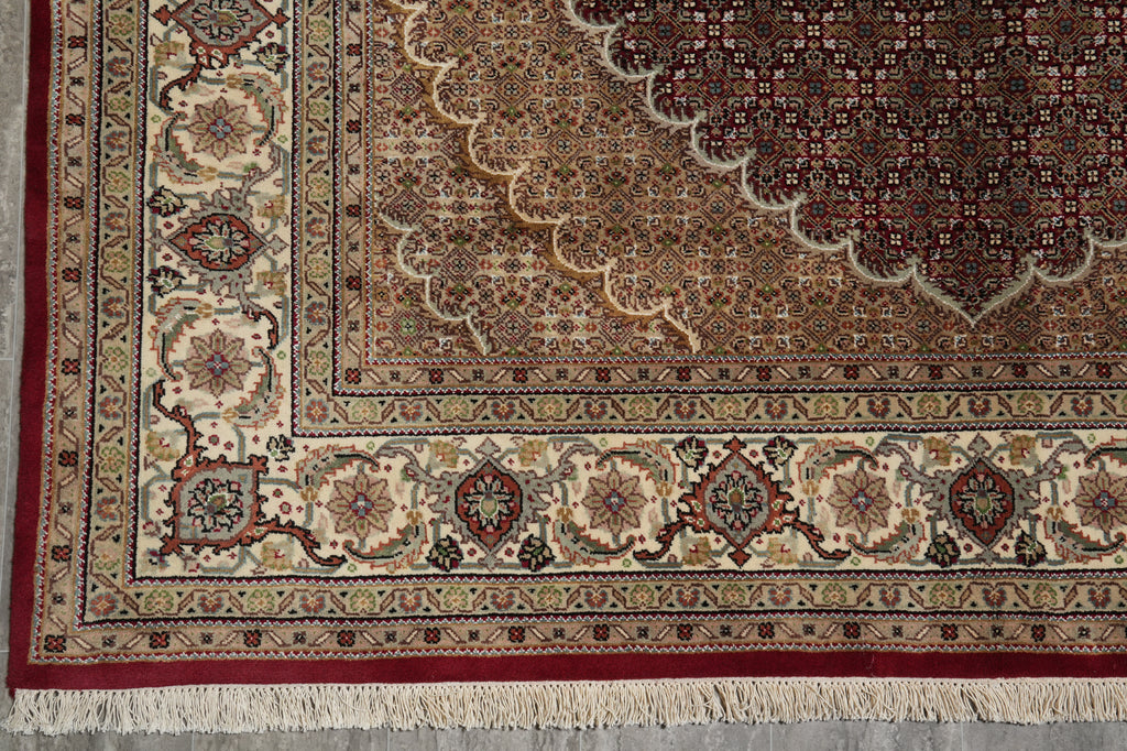 6.7 x 10 High Quality Traditional Mahi Tabriz Wool Silk Hand-Knotted Rug #F-3081
